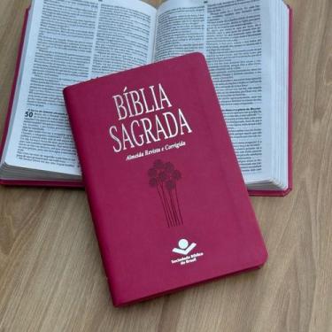 Imagem de Bíblia Slim rosa pink SBB - ultra fina compacta ARC - central 