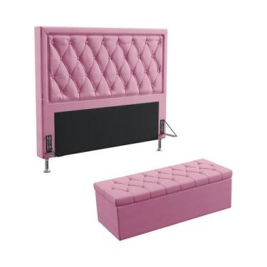 Imagem de Kit Cabeceira Estofada Decorativa Para Cama Box Centaurus 160 Para Cam