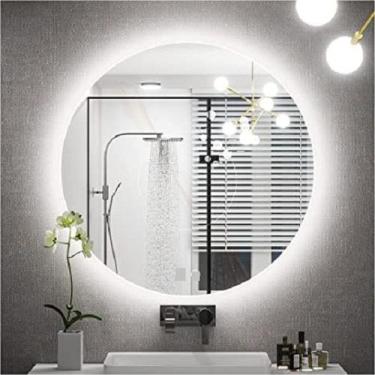 Imagem de Espelho redondo lapidado bisotê iluminado com LED frio 70cm - Woodglas