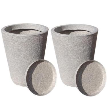 Imagem de Kit com 2 vasos colunas grafiato decorativa de luxo para plantas e flo