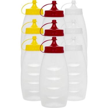 Imagem de Conjunto 9 Molheiras 200 ml Porta Molho Bisnaga Maionese Katchup Mosta