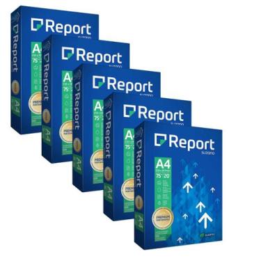 Imagem de Kit 2500 folhas de papel sulfite a4 report premium 75 gramas por m2 - 