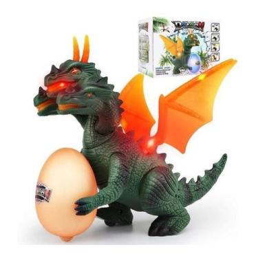Imagem de Dragão Dinossauro Com 3 cabeças E Ovo Som Luz E Movimento - - D M TOYS