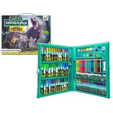 Imagem de Kit Estojo Escolar Infantil Maleta de Colorir e Desenhar Dinossauro 15