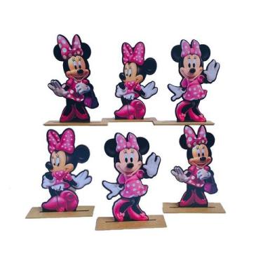 Imagem de Kit Display de Mesa 6 Peças Para Festa Minnie Rosa MDF - Juju Brasil