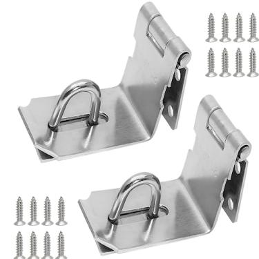 Imagem de Kyuionty Pacote com 2 trinco de cadeado de ângulo reto, fecho de porta de segurança de 90 graus de aço inoxidável para portas de empurrar/deslizar/celeiro (prata)