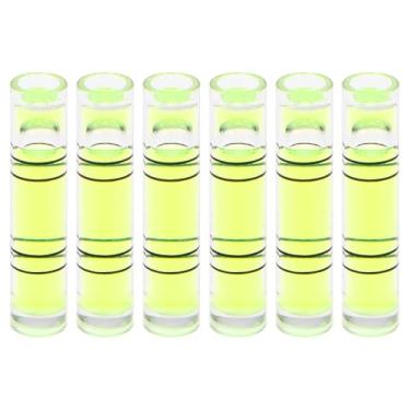Imagem de HARFINGTON 6 frascos cilíndricos pequenos de nível de bolha de 6,3 x 29 mm PMMA mini ferramentas de layout de medição de nível de bolha horizontal para trailers e TV