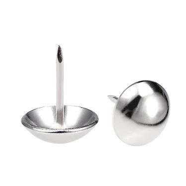Imagem de Pregos de estofamento antigos de prata de 30 mm, prego redondo de cabeça grande, tachas de móveis para móveis placa de cortiça móveis de madeira projetos decorativos DIY 20 peças (prata, 1-3/16")