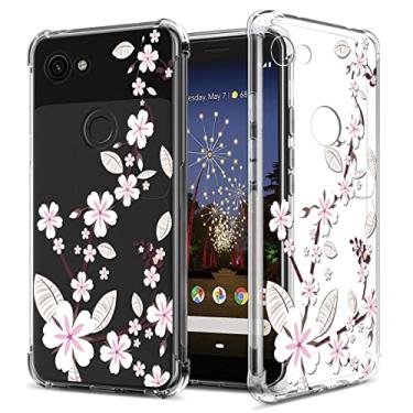 Imagem de GREATRULY Capa de telefone floral transparente bonita para Google Pixel 3a XL (2019) para mulheres e meninas, design de flores, transparente, fina, macia, à prova de quedas, TPU amortecedor, capa de