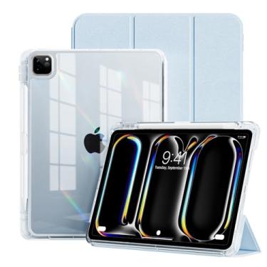 Imagem de GKABXY Nova capa para iPad Pro de 11 polegadas (M4) 2024 com suporte para lápis, traseira transparente 2 em 1 para iPad Pro-11 polegadas, compatível com Pencil Pro e Pencil (USB-C) e