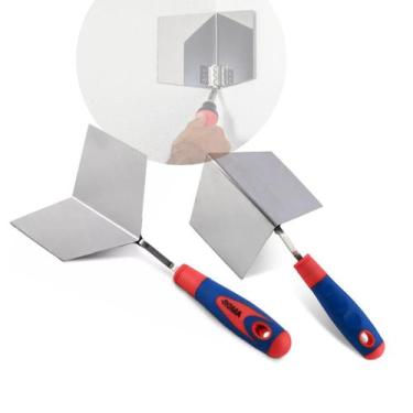 Imagem de Kit Desempenadeira Inox Canto Interno Externo Espátula Quina Espátula 