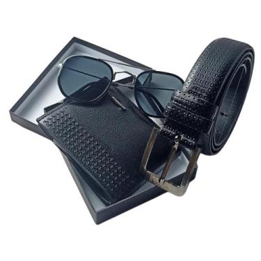 Imagem de Kit Presente Masculino Carteira Cinto Óculos Envio Imediato - Plyana S