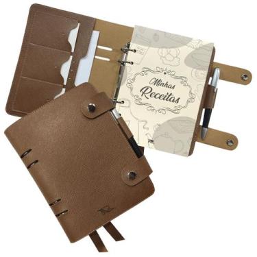 Imagem de Agenda Minhas Receitas 151-R Personalizada Raffai Couros, Caramelo