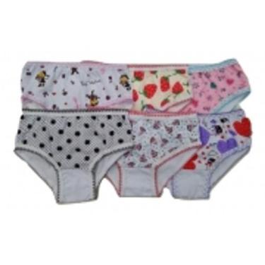 Imagem de Kit 12 Calcinhas Menina Infantil De Algodão Lateral Larga - Dani linge