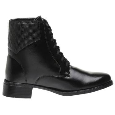 Imagem de Bota Coturno Feminino Moderno Cano Médio Sola Reta Gmm Shoes, Preto, 3