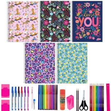 Imagem de Kit 10 Caderno Tilibra 96 Folhas Grande Arame Com 40 Itens