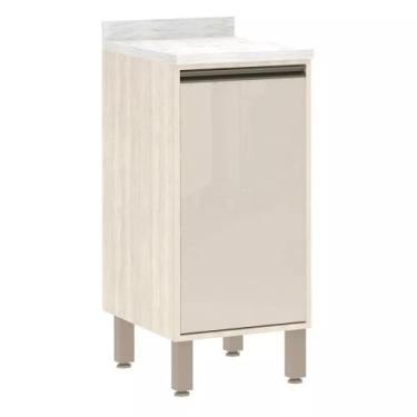 Imagem de Balcão 1 Porta 40cm com Tampo Linea Luciane Móveis, Pátina FF/Mocca La