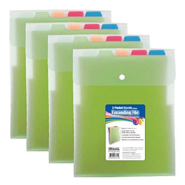 Imagem de BAZIC Pasta de arquivo expansível vertical de poliéster com 5 bolsos, tamanho carta, 4-Pack