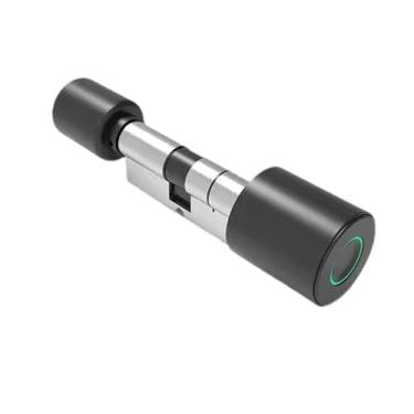 Imagem de Fechadura de cilindro eletrônico tuya 90mm tamanho ajustável impressão digital biométrica ble app bloqueio de segurança-proteção casa fechaduras de porta inteligentes(Tuya Black,45 and 45 to 55)