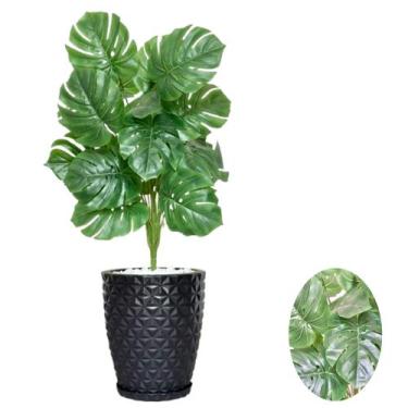 Imagem de Planta Artifical Costela De Adão Com Vaso e Pedras Brancas - PlantaImp