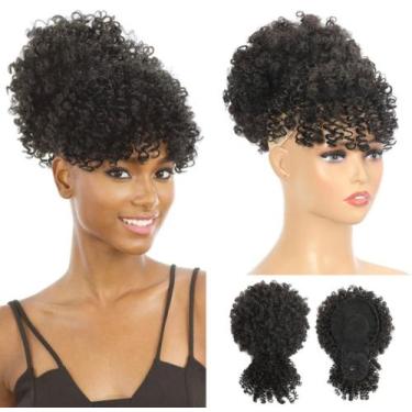 Imagem de Aplique Rabo de Cavalo Afro Puff Encaracolado Com Franja Elegante - GM