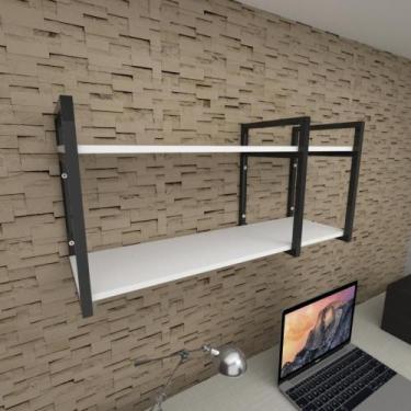 Imagem de Prateleira industrial para escritório aço cor preto prateleiras 30 cm 
