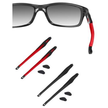 Imagem de HILEEN Hastes pretas de substituição para óculos Oakley Crosslink OX8027 OX8029 OX8030 OX8031 OX8033 OX3149 preto + vermelho