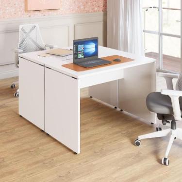 Imagem de Mesa Escritório 2 Lugares 1,10m x 1,40m Pés Painel F5 Office - F5 Offi