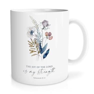 Imagem de Likjad Caneca cristã com versículos bíblicos, joy of the lord is my strength Cup, presentes inspiradores, caneca de decoração cristã, caneca de 325 ml