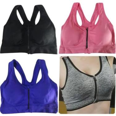 Imagem de Top Sutiã Nadador Feminino em Poliamida com Zíper Bojo Removível Ajust