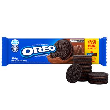Imagem de Biscoito Recheado Oreo Chocolate Embalagem Econômica Multipack 270g