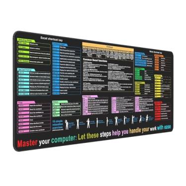 Imagem de AsrMyjcx Atalhos mouse pad word/atalhos chapas mousepad anti -slip teclado teclado tat de mesa de escritório para computador, 40x90x03cm