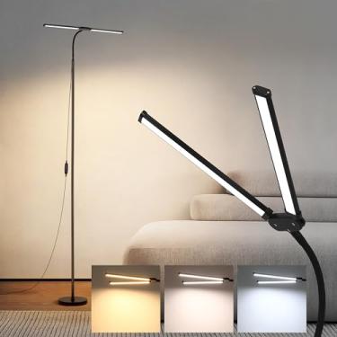 Imagem de JhauvMw Luminária De Piso Led, Luminárias De Piso Brilhantes De 18 W Para Sala De Estar, 3 Modos De Cor, 10 Níveis De Brilho, Pescoço De Ganso Flexível Ajustável E 4 Hastes Verticais Removíveis, Lum