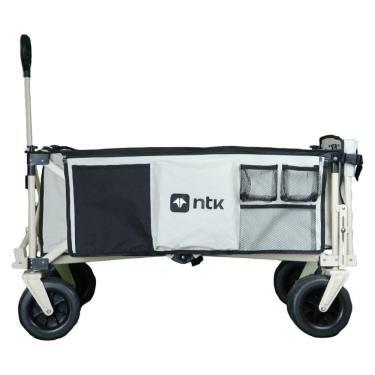 Imagem de NTK, Carrinho Articulado Dobrável Transport Com Bolsa Para Transporte, Amplo Espaço, Feito Em Aço, Sólido E Resistente, Dobrável, Suporta Até 80kg De Carga, Bege