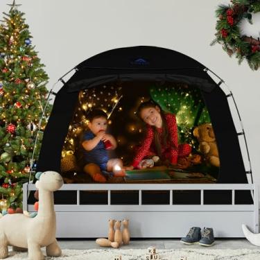 Imagem de Barraca blackout para cama completa para crianças com autismo, certificação CPC, blackout sensorial para cama, canto calmo para meninos e meninas autistas, com grande ventilação superior (preta,