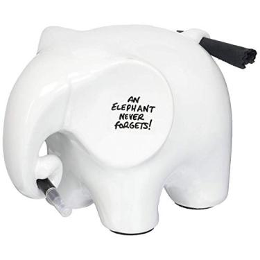 Imagem de Elefante cerâmico de aviso de lavagem a seco – Mensagem de apagamento seco e quadro branco de aviso – Bloco de aviso de cerâmica – Caneta e pano de limpeza incluídos