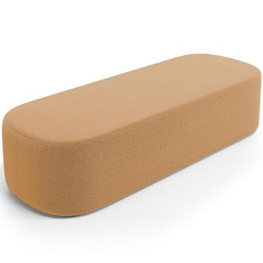 Imagem de Puff Decorativo Orgânico Para Living Quarto 160cm Doha W01 Bouclê Mostarda - Lyam Decor