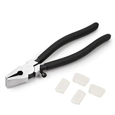 Imagem de LEONTOOL Alicates de porta-chaves de 20 cm com 2 pares de pontas de borracha, alicates de quebra de vidro com garras planas, alicates de corte de vidro para chaveiros e chaveiros e trabalho com