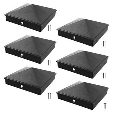 Imagem de ZXNhome Tampas de poste de cerca de liga de alumínio de 8,9 cm x 9 cm, 6 peças, tampas de postes de pirâmide perfeitas, com acabamento fosco superfície revestida em pó para cerca poste de madeira de