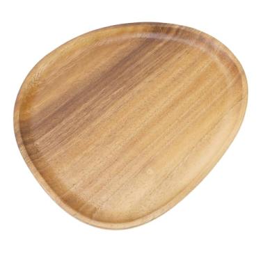 Imagem de Prato doce, prato de madeira de nogueira reutilizável exclusivo para bolo (26 cm x 21 cm)