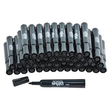 Imagem de School Smart Marcador permanente PY106605-48BLACK ponta de cinzel larga, preto (pacote com 48)