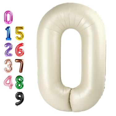 Imagem de Balloon Numbers 40 Inch Big 0 Cream Balloon Numbers for Birthday Decoration, Baloon for 10 20 30 40 100 2025 Graduation Decor Wedding Anniversaries Party