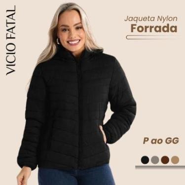Imagem de Jaqueta Bobojaco Feminina Nylon Gominhos Peluciada Impermeável Cores de Inverno Aconchengante-Feminino