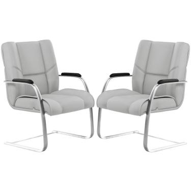 Imagem de Kit 02 Cadeiras De Escritório Tecido Sintético Cinza