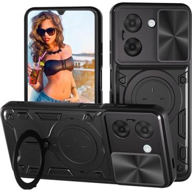 Imagem de Ephoou Capa protetora para Xiaomi Redmi A5 4G 171 mm/Poco C71 com suporte de anel magnético, capa resistente à prova de choque de grau militar com capa de lente de câmera deslizante para Redmi A5 4G