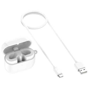 Imagem de YUULNMOP Capa de carregamento compatível com Samsung Galaxy Buds3 R530, caixa de carregamento rápido sem fio tipo C com cabo de carregamento para fones de ouvido Samsung Buds3 R530 (branco)