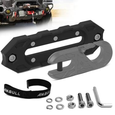 Imagem de AMBULL Guincho de reboque com gancho de reboque, atualização Al Hawse Fairlead com gancho de guincho de aço forjado G80 para guincho elétrico, resistência à ruptura de 14,968 kg, para gravação de