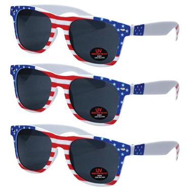 Imagem de Óculos de sol para homens, mulheres e crianças da Ray Solée - Pacote com 3 lentes coloridas com proteção UVA e UVB, American Flag, One Size Fits All