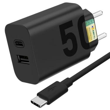 Imagem de Carregador Super Turbo 50W Ultra Rápido Tipo C e USB Com Carregamento Rápido + Cabo Tipo C Compatível Com Todos Os Dispositivos, Android, Ios 15/16, Xiaomi - Todos Dispositivos Celulares