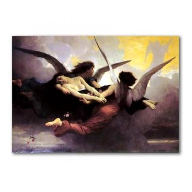 Imagem de LXURY Bouguereau.A Soul Brought to Heaven. Reprodução de pinturas famosas. Arte de parede em tela. Pôsteres e impressões. Imagem para decoração de casa 70 x 105 cm sem moldura
